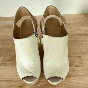 Gucci Cream Peep-Toe Mules